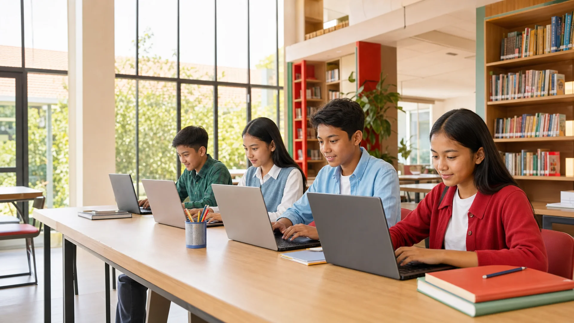 Siswa mengikuti simulasi tryout online bersama